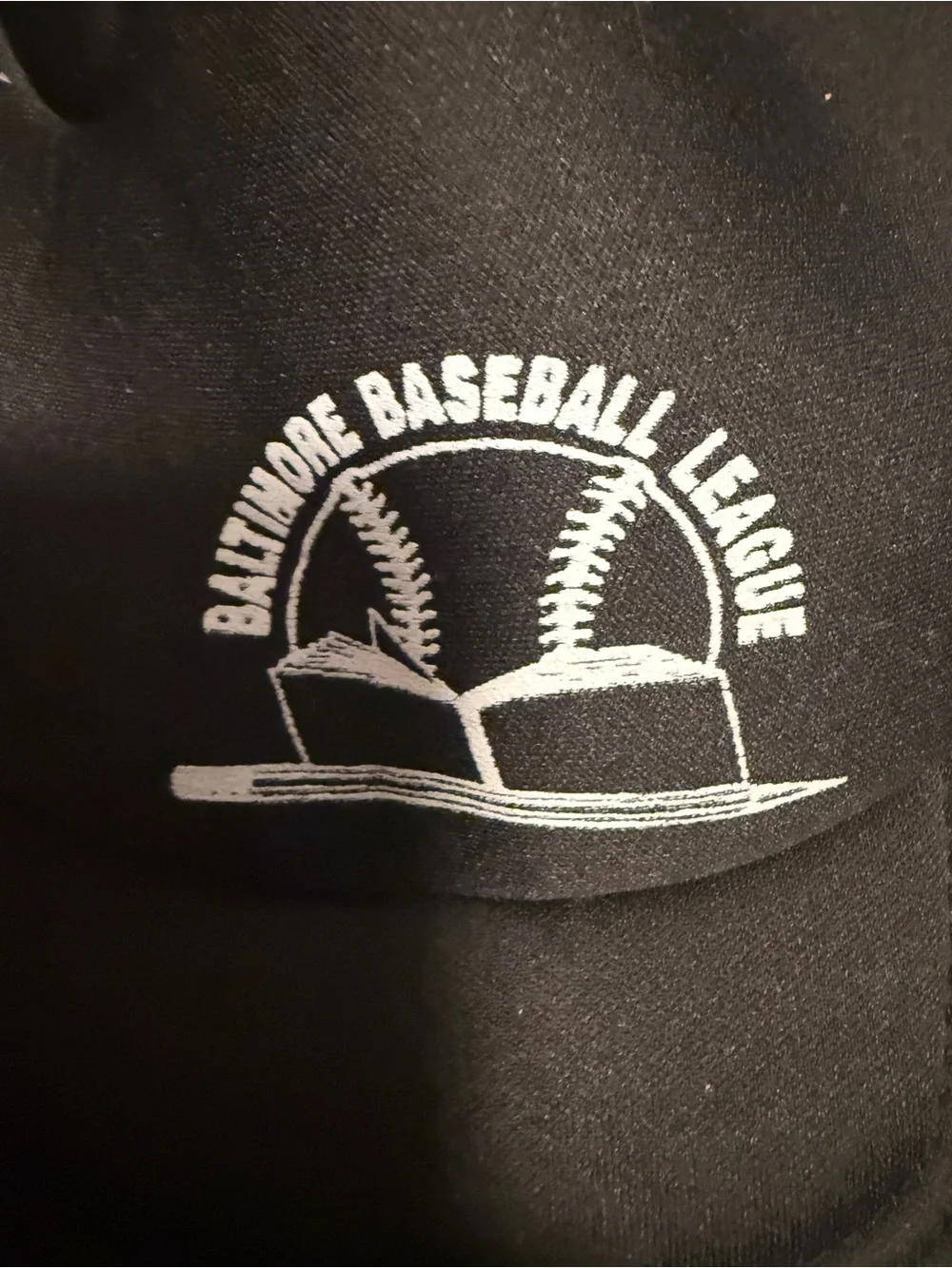 Vintage Black Trucker Hat with 'Baltimore Baseball League' Logo